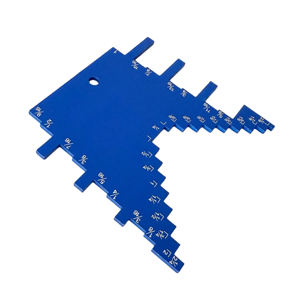 목공용 테논 게이지 및 높이 측정자, 블루 알루미늄 합금 재질, 영국식 스케일(11.2, 11.1, 0.3cm) 포함