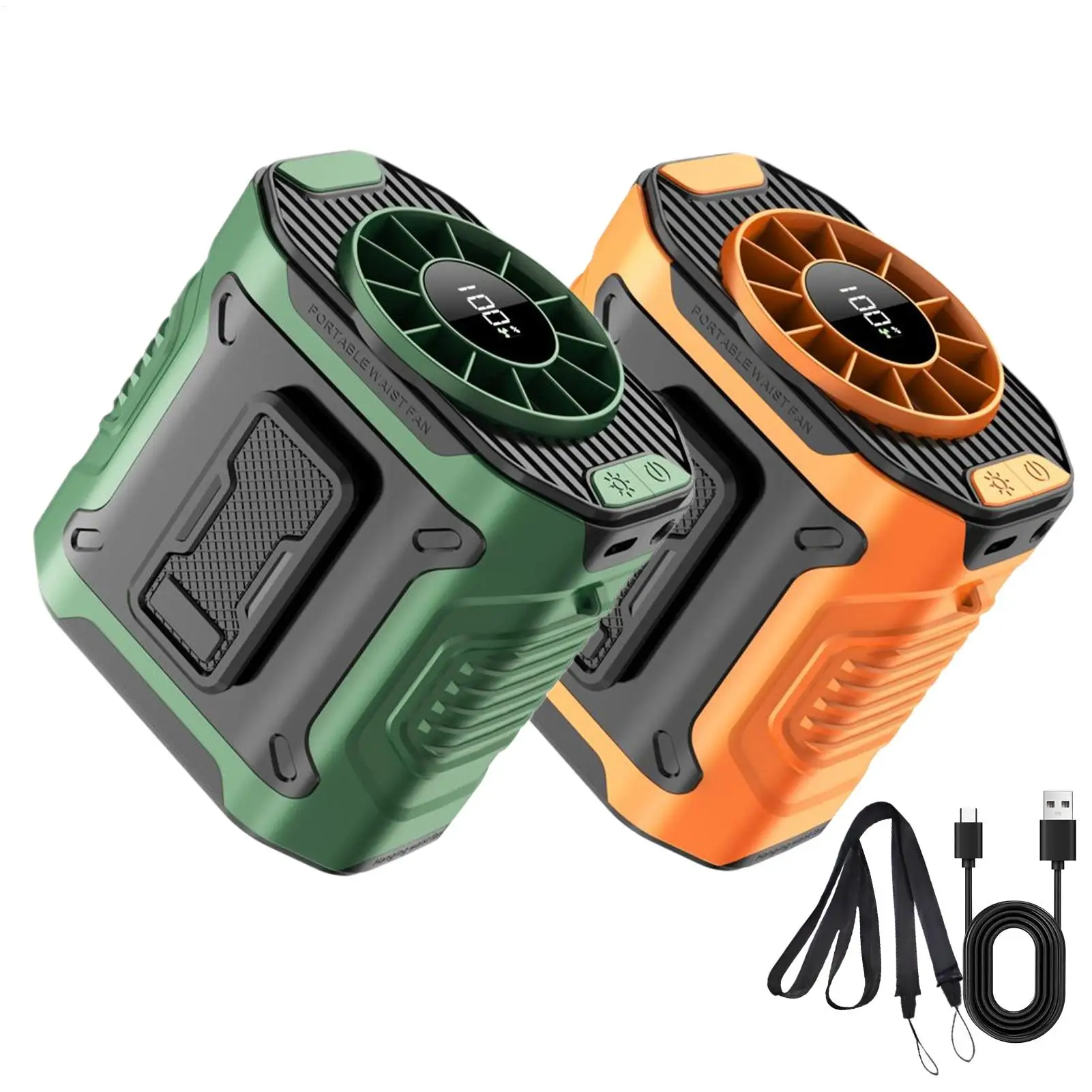 Portable Waist Fan 5000mAh USB Rechargeable Hanging Neck Fan Personal Wearable Belt Clip Fans For Outdoor Camping