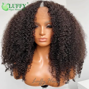 Parrucche Afro Kinky Curly in Capelli Umani, Parrucca 1x4 U V Part con Ricci Afro Senza Bisogno di Lasciare Capelli a Vista, Parrucca Brasiliana in Capelli Umani per Donne Nere, Densità 200%