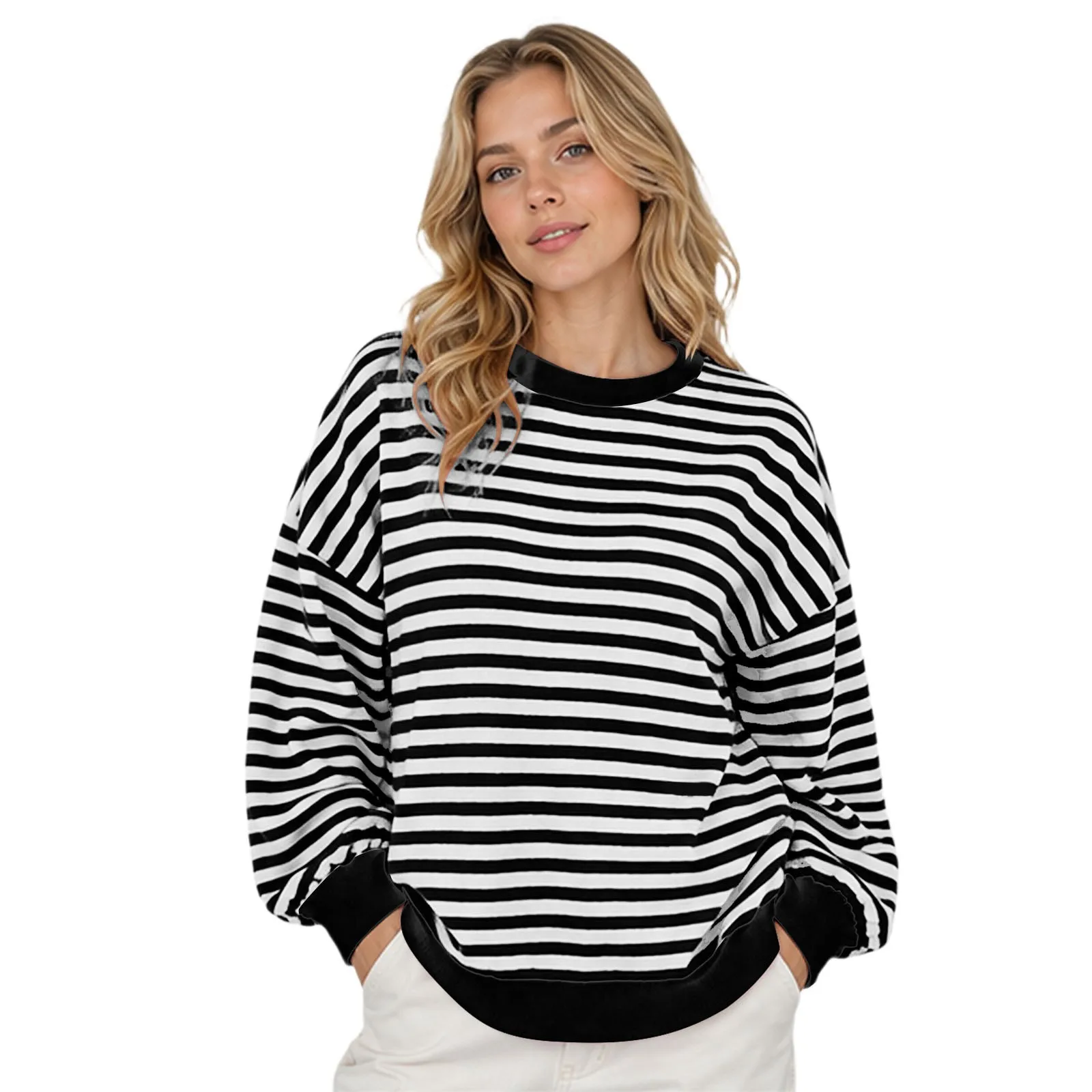 Women's Open Back Sweater Long Sleeve Crew Neck Color Block Casual Hollow Out Knit Pullover Top Junior Sweatshirts Plain