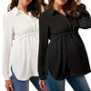 Women's V-Neck Long Sleeves Comfortable Maternity Top, Casual Fashion Shirt, Pure Color, Spring, Summer 5