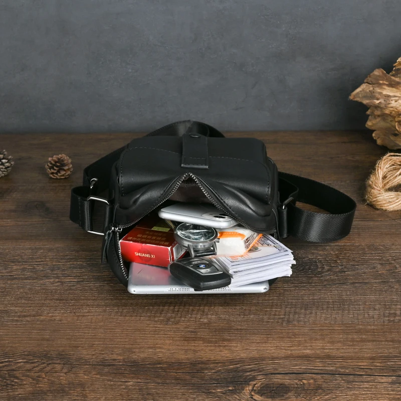 High Quality Original Leather Design Male Shoulder messenger bag cowhide fashion Cross-body Bag 9