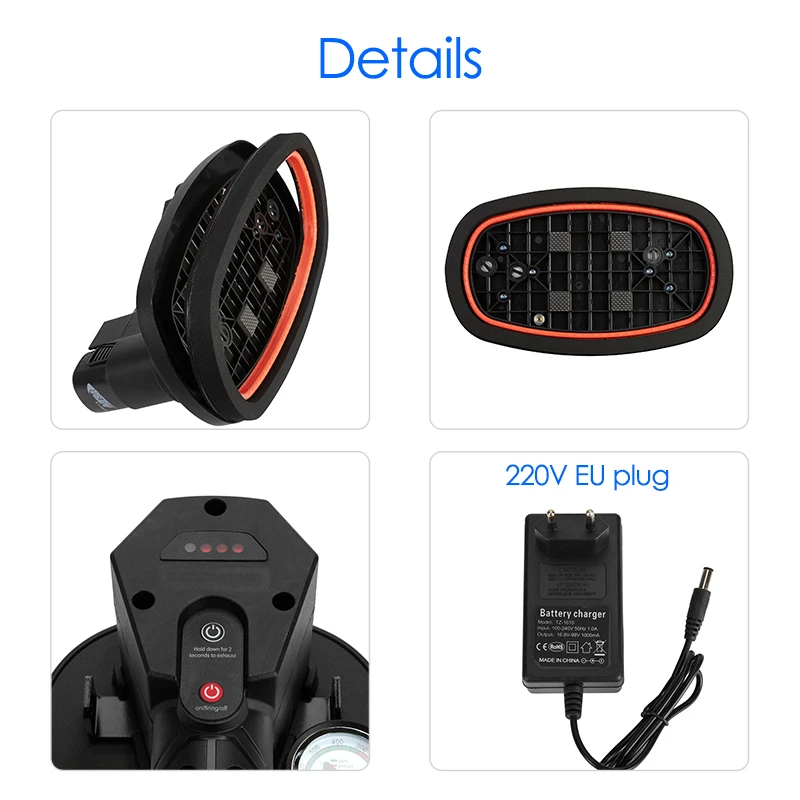 Large Electric Vacuum Suction Cup with Pressure Gauge Powerful Strong Vacuum Lifting Tool for Granite Glass Tile Moving 1500mAh