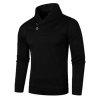 Sweatwear Half Turtleneck Mens Sweaters Button Neck Solid Color Warm Slim Thick Sweatshirts Winter Pullover Men 2