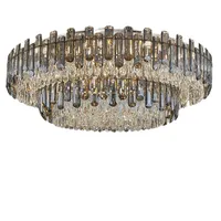 Lustre de plafond en cristal K9 minimaliste de luxe, lumière LED ronde moderne pour chambre à coucher, espace de vie 4