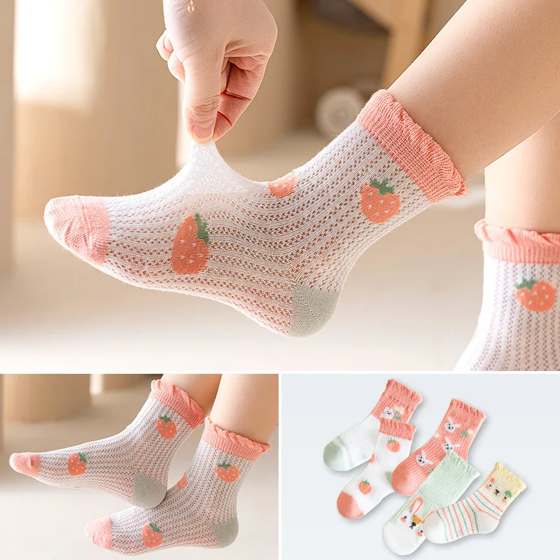 

5Pairs/lot Summer Spring New Baby Socks Dinosaur Cute Cool Thin Kids Socks Cotton Animal Socks Mesh Colorful Children Socks