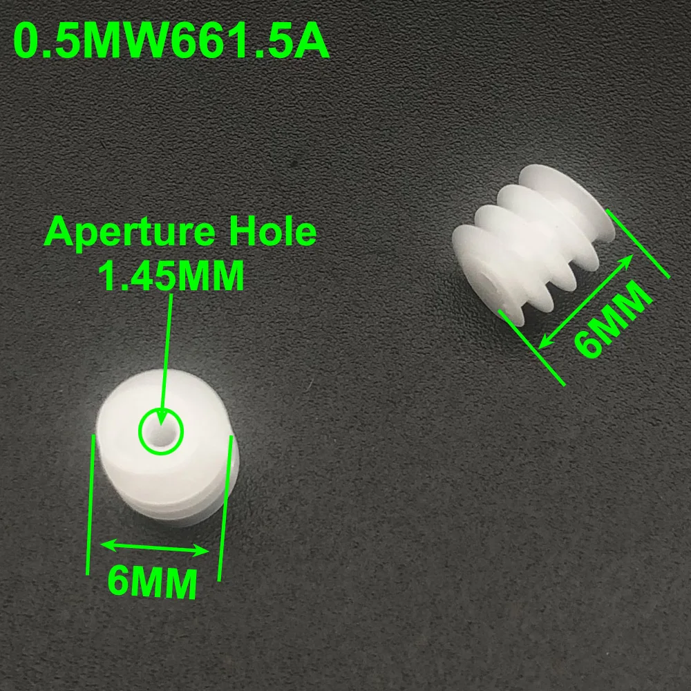1000Pc/Lot 0.5M Plastic Spindle Worm Reduction Gear Dia.6MM X L/H 6MM Bore Aperture Hole 1.45MM 1.5MM 1.5A 0.5M661.5A 0.5 Module