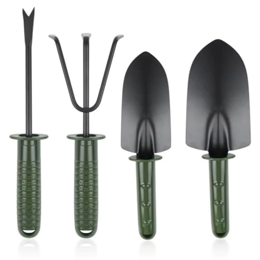 Garden Tool Set4 Pieces Garden Tools Including Hand Shovel Transplant Shovel Weeder and Hand Rake with Non-Slip Handle Idea for