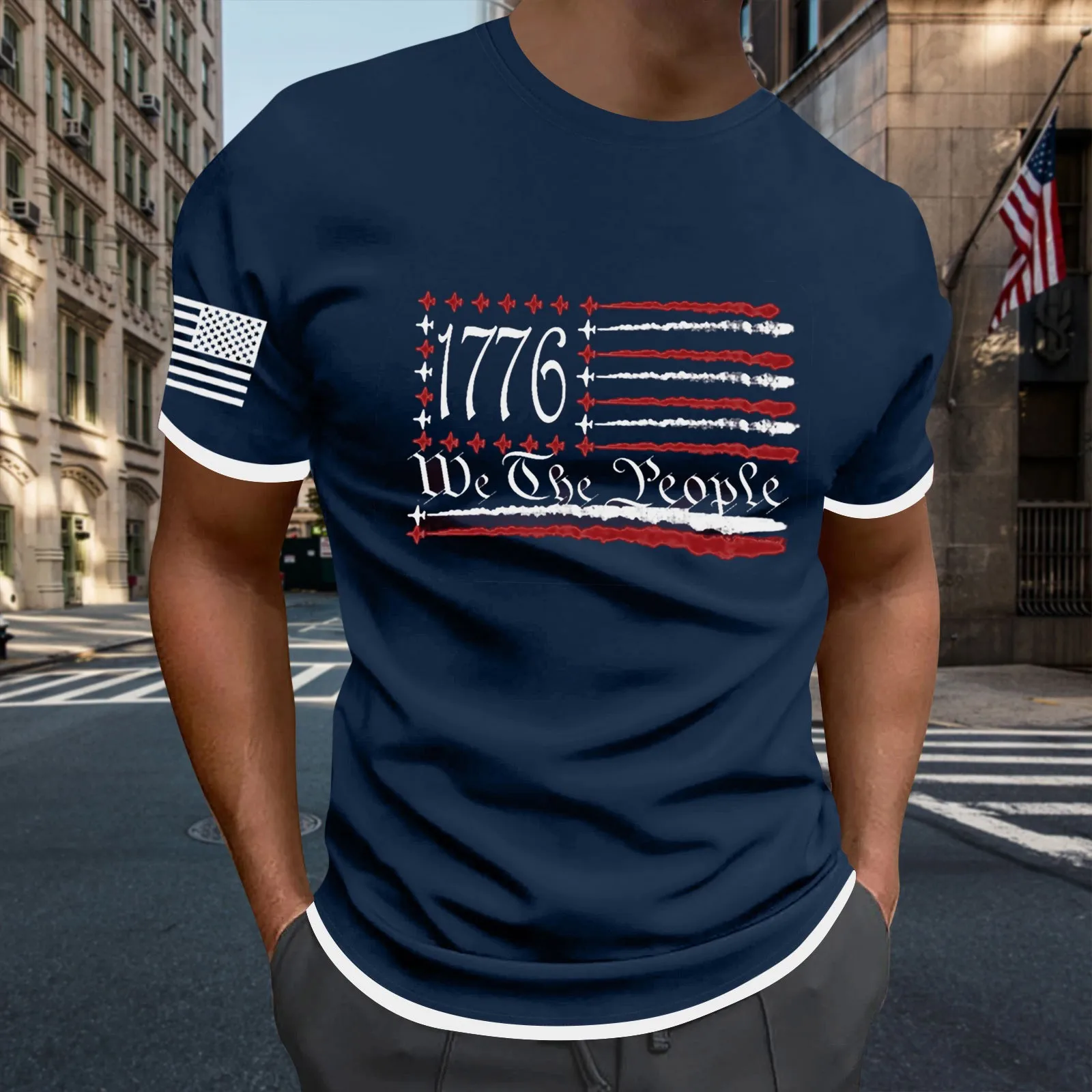 

Vintage American Style T-Shirts For Mens Classic Retro Letter Print Crewneck Short Sleeve T-Shirt Gym Fitness Training Clothing