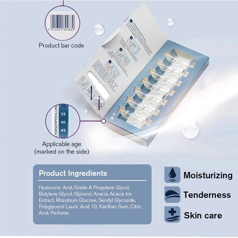 7 vials German Facial Hyaluronic Acid Essence Ampoule Kit Lifting Deep Moisturising Skin Rejuvenation Pore Shrinkage Skin Care