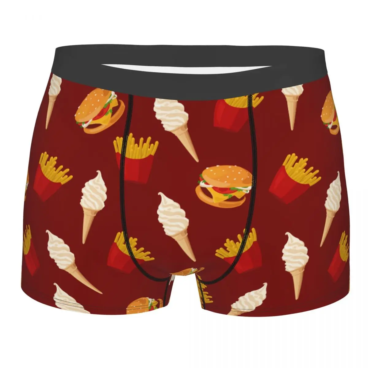 

Men Hamburger Fast Food Underwear French Fries Burger And Vanilla Ice Cream Boxer Briefs Shorts Panties Homme Underpants S-XXL