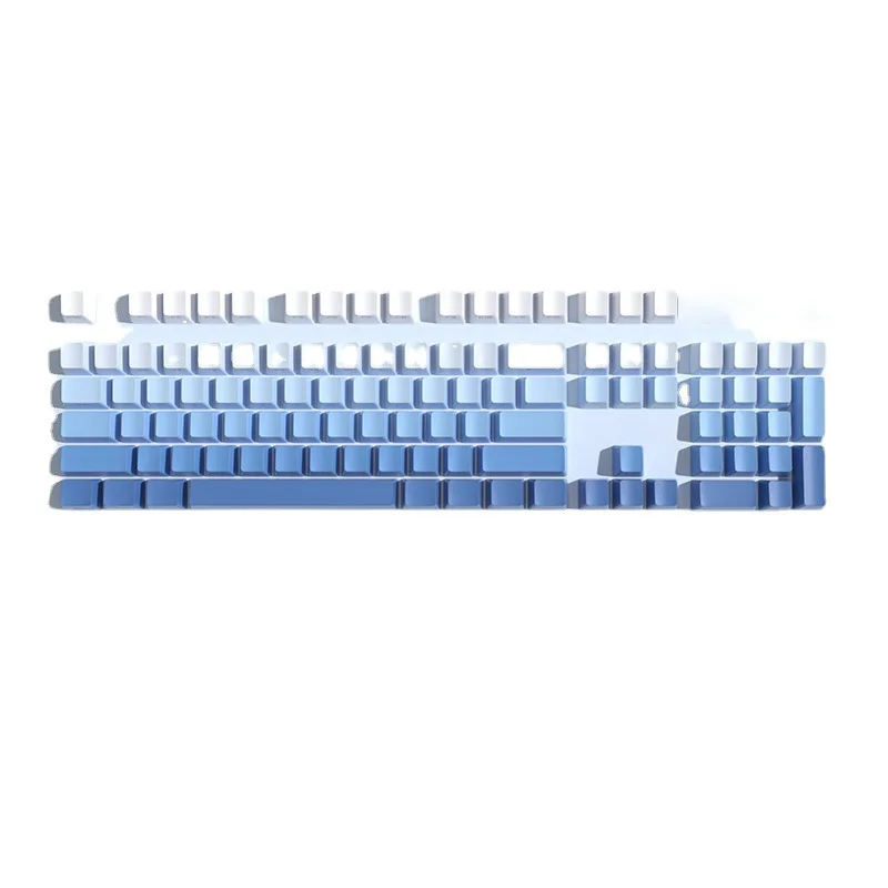 Original Fog Blue Keycaps Pbt Translucent Positive Engraving Side Engraving Keycaps Gradient Colour Mechanical Keyboard Keycaps
