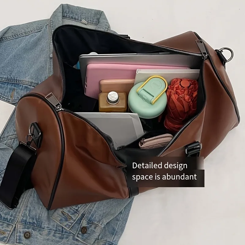 Women's Vintage Fashion Tote Bag Versatile Large Capacity PU Leather Shoulder Bag with Detachable Strap for Work & Travel Tote