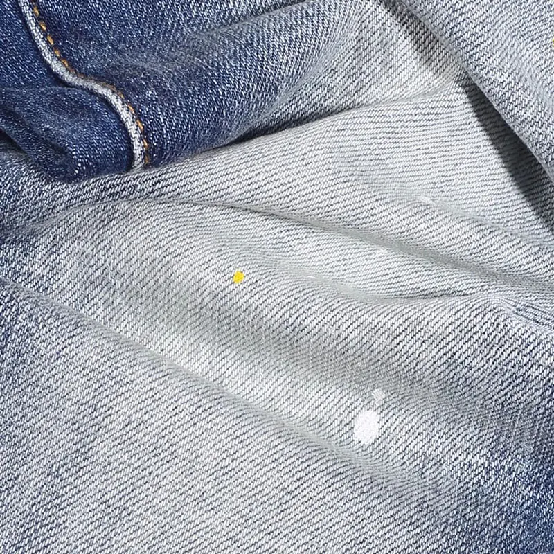 Street Fashion Men Jeans Retro Light Blue Stretch Slim Fit Painted Ripped Jeans Men Patch Designer Hip Hop Brand Pants Hombre