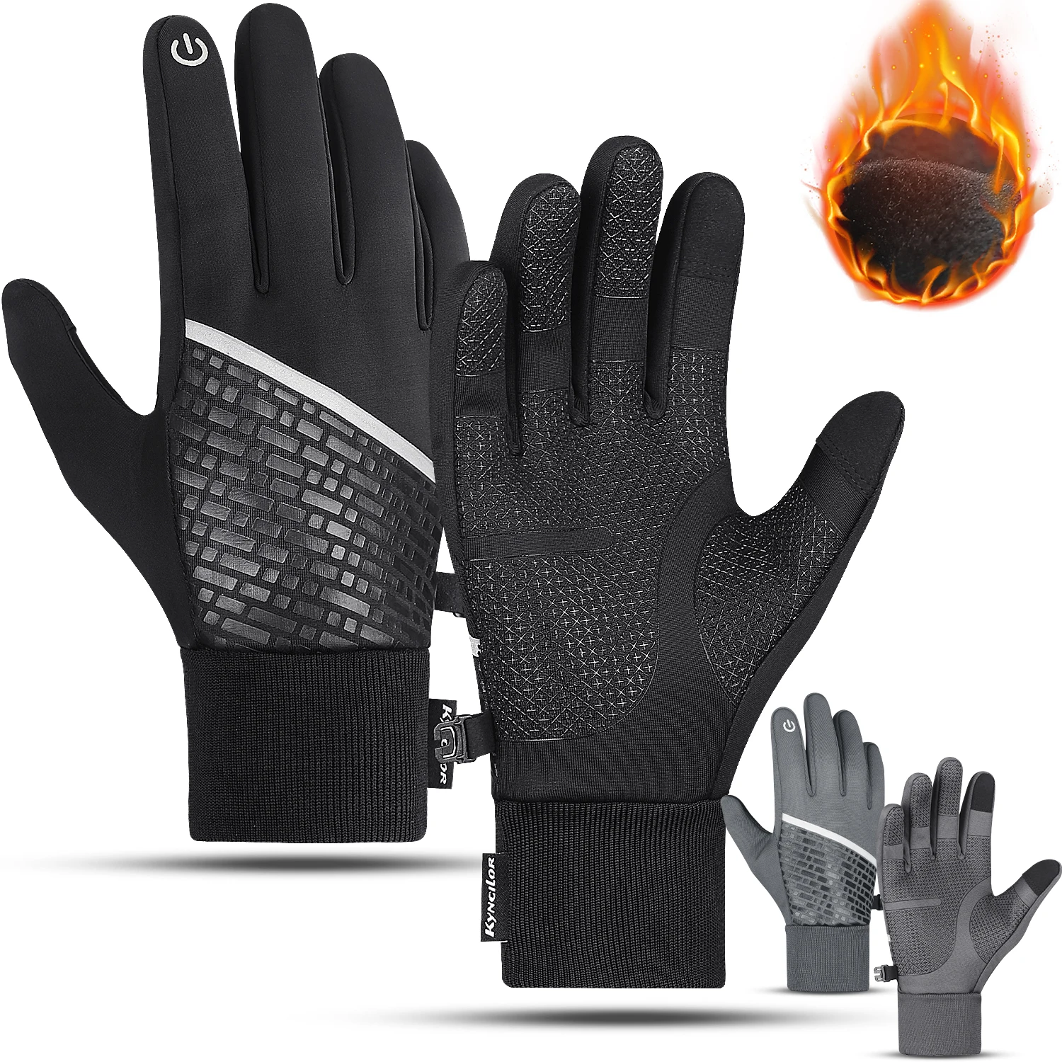 Kyncilor Winter Gloves Warm Touchscreen Full Finger Cycling Gloves Waterproof Sport Gloves Bike Skiing Motorcycle Riding
