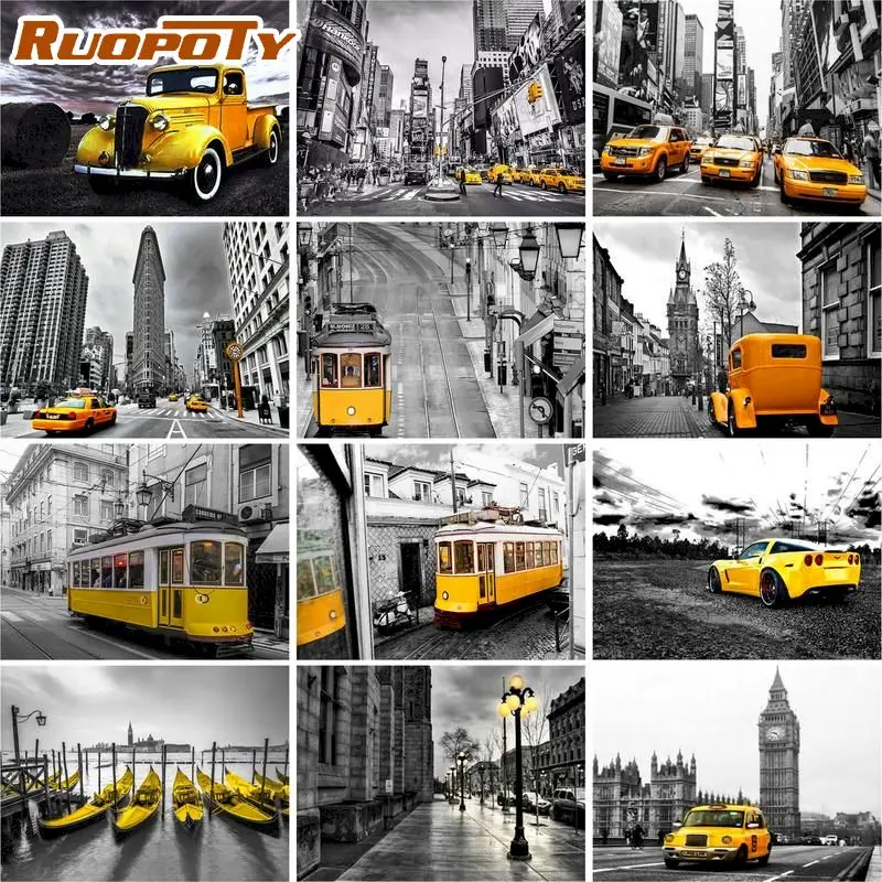 

RUOPOTY Diy Oil Painting By Numbers Black White Landscape By Numbers Acrylic Paint Art Pictures HandPainted Canvas For Home Dec