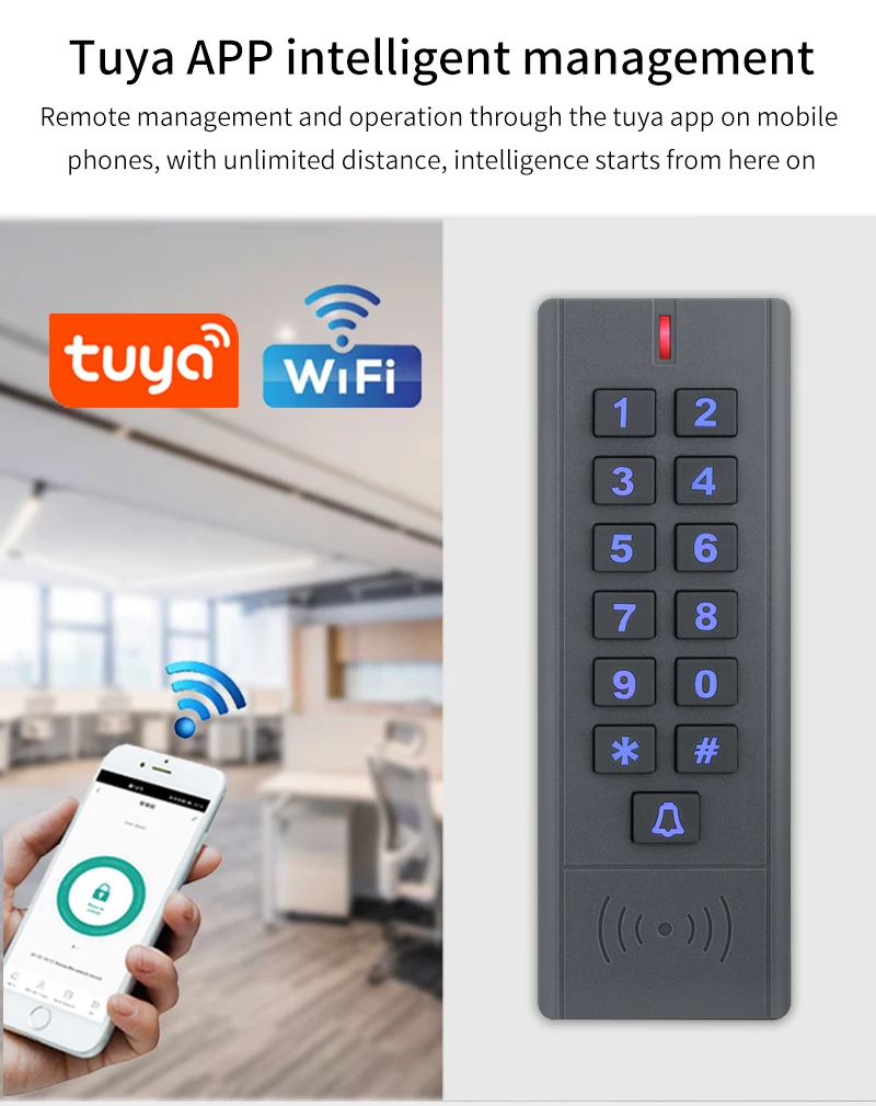 Wifi Tuya App Backlit Fingerprint Access Control Keypad IP66 Waterproof Standalo