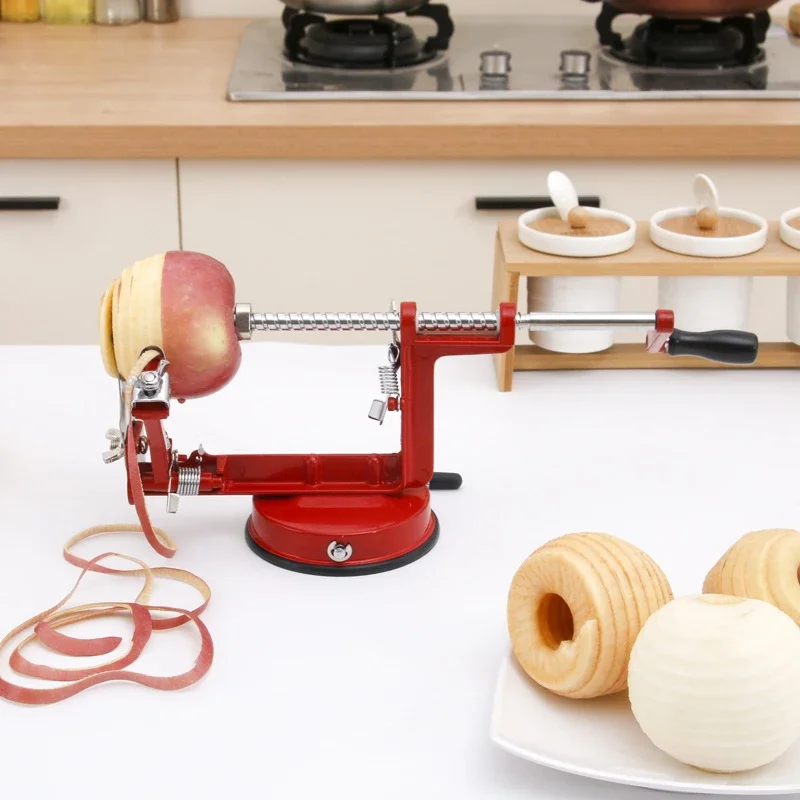 Description Picture 4 of item3 in 1 Manual Spiral French Fry Cutter Cooking Tool Fruit Peeler Hand Crank Slicer Suction Base Stainless Steel Kitchen Gadgets