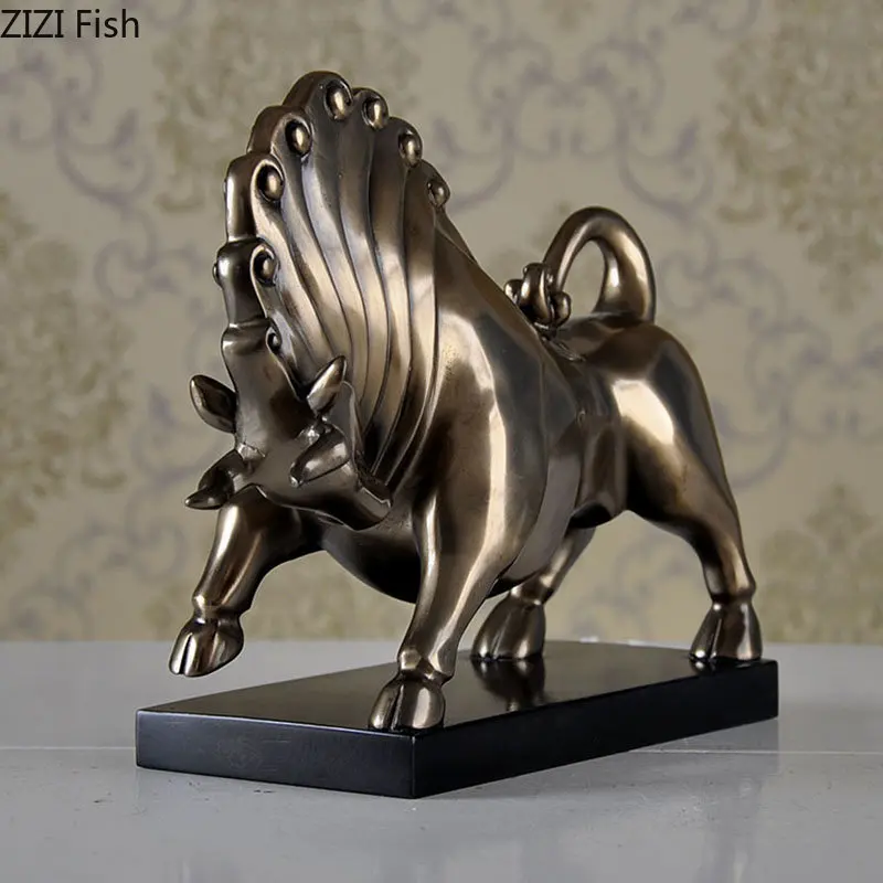 

Imitation Bronze Cattle Statue Resin Crafts Bull Ornaments Living Room Decoration Bull Sculpture Room Aesthetics Furnishings