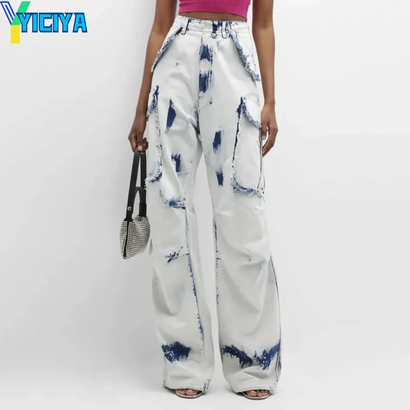 

YICIYA y2k style jeans Women streetwear high street 90s vintage clothes new Wide-legged denim pants Harajuku Straight pants new
