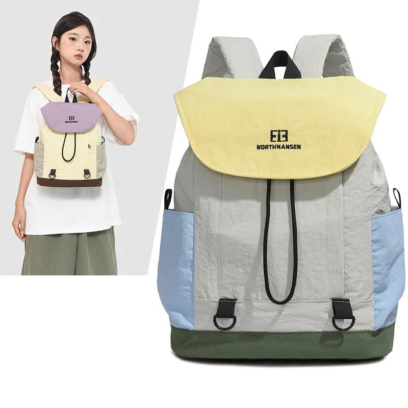 Cross-border outdoor casual color-blocking backpack2025New Lightweight Student Color-Block Backpack Travel Backpack Export
