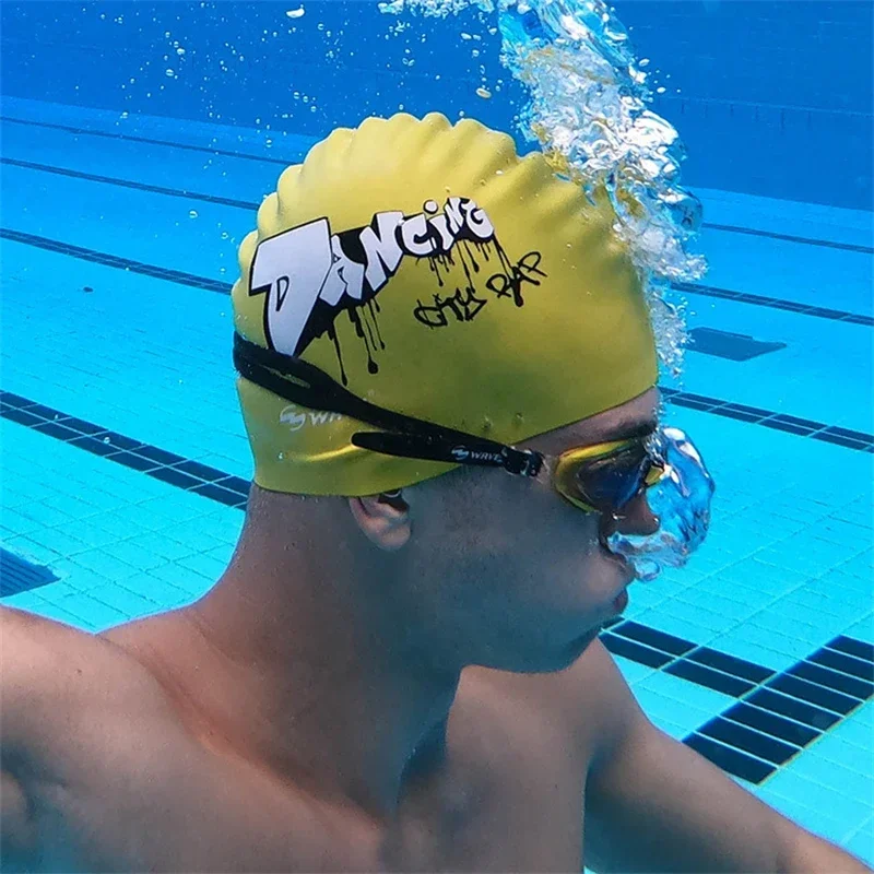 Silicone Swimming Cap Adults Waterproof Summer Swim Pool Cap Elastic Protect Ears Protection Long Hair Diving Hat 4