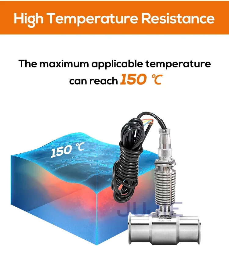 1 2 in 150℃ Turbine Flow Meter Clamp Connection Pulse Signal 24V Oil Water Diese