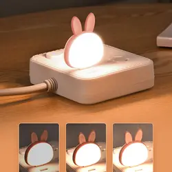 Smart Bunny Led Night Light Room Decor Mini Creative Reading Light Portable USB Plug-in Wall Light Bedside