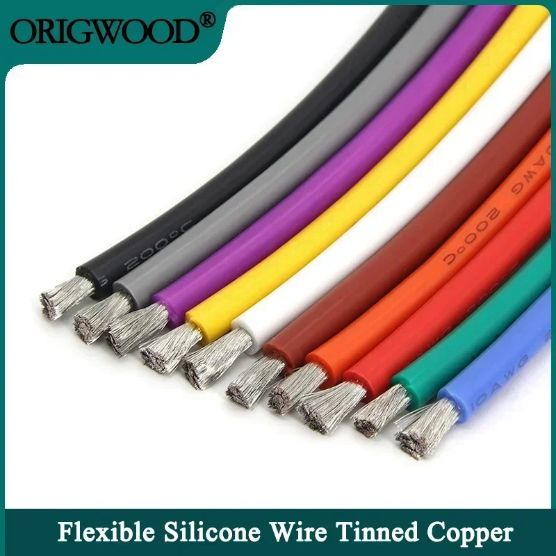 Silicone cable 1/5/10m Soft Car Battery Automotive Wiring 30 28 26 24 22 20 18 16 14 12 10 8 6AWG Heat-resistant Electrical Wire