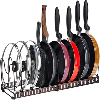 5 단 다기능 냄비 팬 보관 랙: 주방 조리기구 스탠드 거치대, 냄비 프라이팬 및 뚜껑 정리함 공간 절약