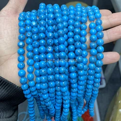 Dark Blue Turquoise Round Beads for Jewelry Making - 15 Strand (Dark Blue Turquoise)