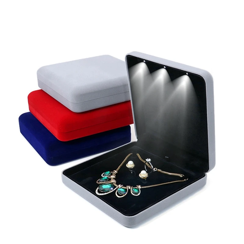 Luxury LED Velvet Jewelry Box – Elegant Organizer Case for Rings, Necklaces, Earrings, ... - SKU LJB17001 - UGI Packaging