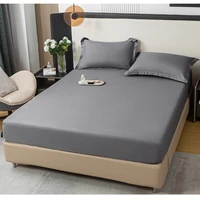 1Pc Fitted Bed Sheet With Elastic Band Solid Color Anti-slip Adjustable Mattress Cover for Single Double (No Pillowcase） 2