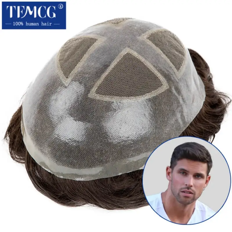 Мужской протез волос Toupee из