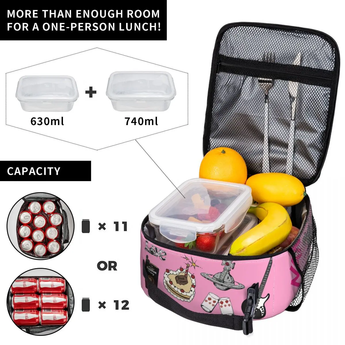 Nana Osaki Anime Insulated Lunch Bags Cooler Meal Container High Capacity Lunch Box Tote Food Handbags Work Picnic