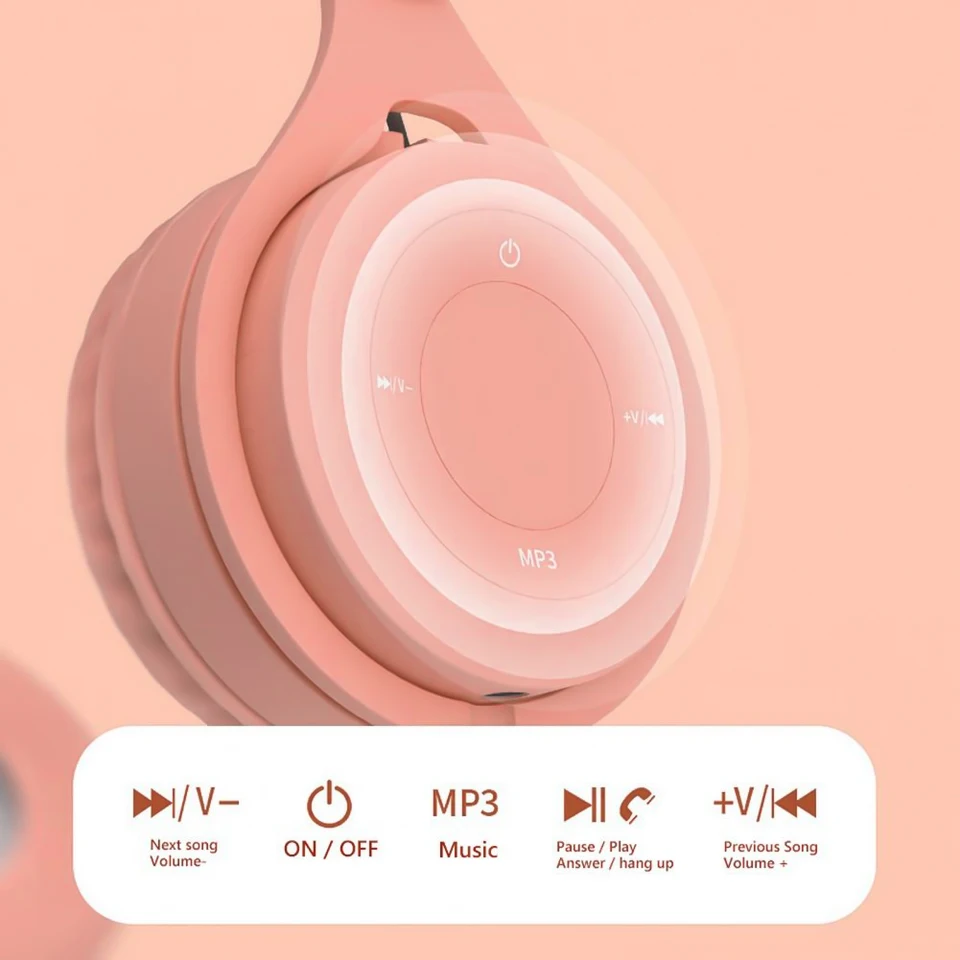 Kids Wireless Bluetooth Earphones Stereo Foldable Helmets Gaming Headsets Over-ear Headphones For Android Ios_voghion.com