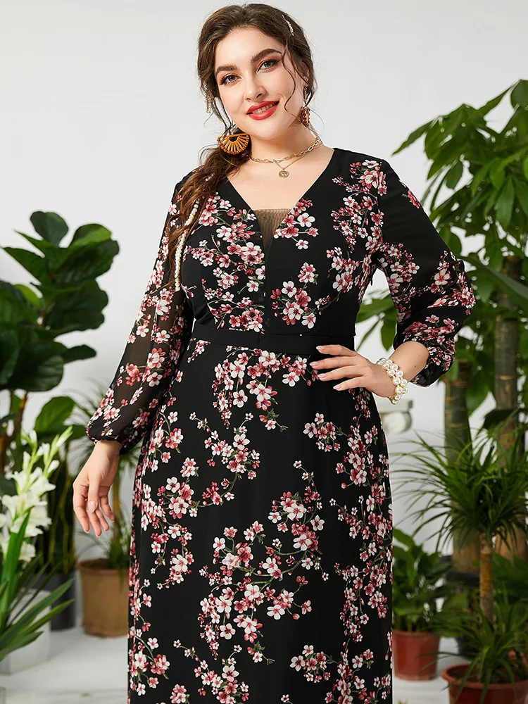 Toleen Oversize Plus Size Vestidos De Noite Das Mulheres 2022 Primavera  Inverno Grande Manga Longa Festa Festival Muçulmano Elegante Maxi Roupas - Vestidos  Plus Size - AliExpress