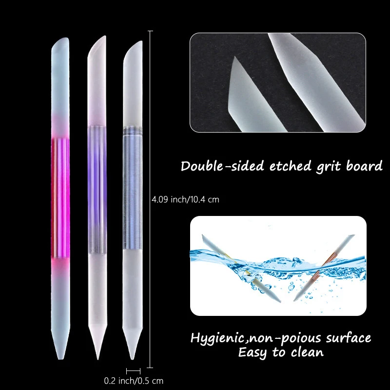 Glass Cuticle Pusher Nail File Set Double Sided Crystal Glass Nail Tools Pedicure Cuticle Remover For Manicure 3Pcs nail care kit,manicure tools,manicure pedicure kit,manicure set,nail art pusher,nail manicure tools,manicure pedicure tools,cuticle pusher