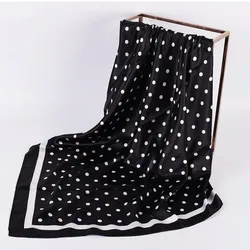Luxurious Women's Silk Satin Square Scarf - Elegant 90×90cm Neckerchief & Hair Accessory - 90X90cm (Black)