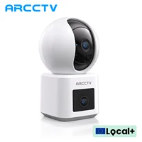 Caméra de surveillance WiFi ARCCTV 2K à double objectif, HD, conversation bidirectionnelle, vision nocturne IR, caméra de sécurité sans fil 360° °   Suivi automatique 1