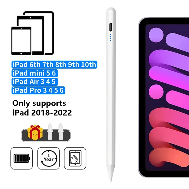 עט סטיילוס עבור Apple iPad Palm Rejection Power Display עבור אביזרי עט iPad 2022 2021 2020 2019 2018 Pro Air Mini Stylus