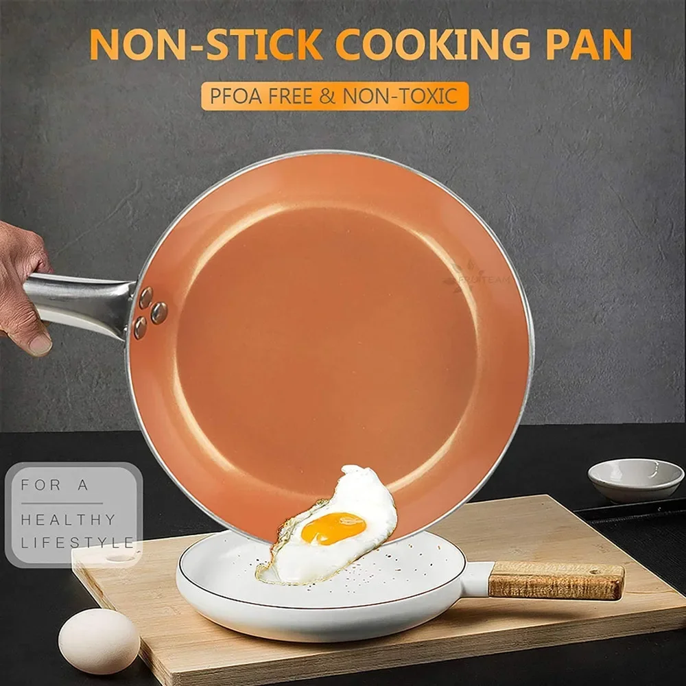 8/10/12 Inch Copper Non-Stick Fry Pan Cooking Pans for Egg,Steak,Fish,Cooking,Frying Fit General Use Gas and Induction Cooker - Image 3