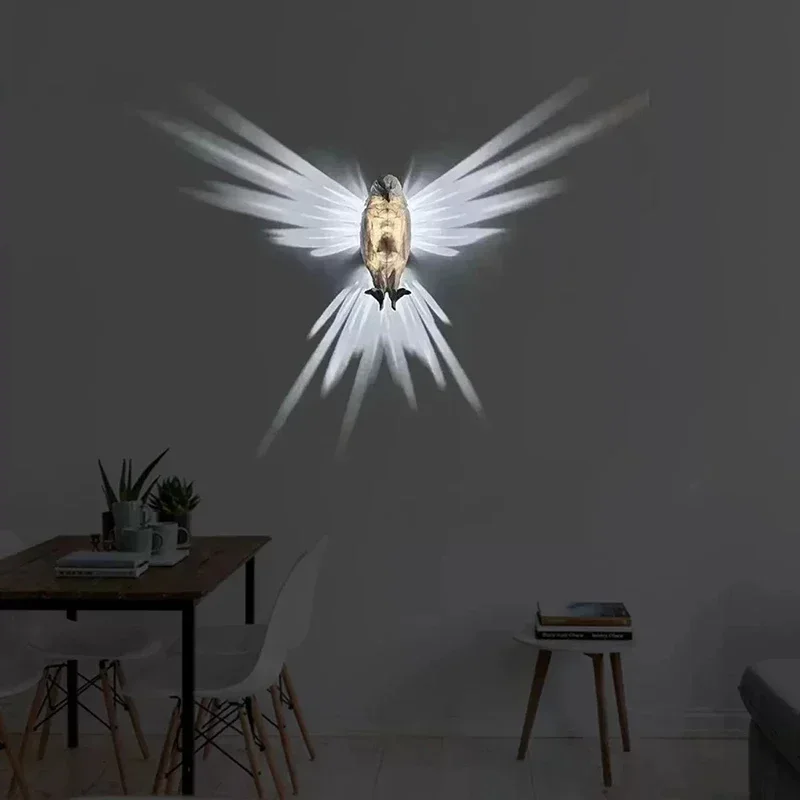 Bird Wall Lamp Owl Eagle Lamp Shape Projector Modern Creative Atmosphere Sconce Light 3D Body Animal Light Halloween Christmas