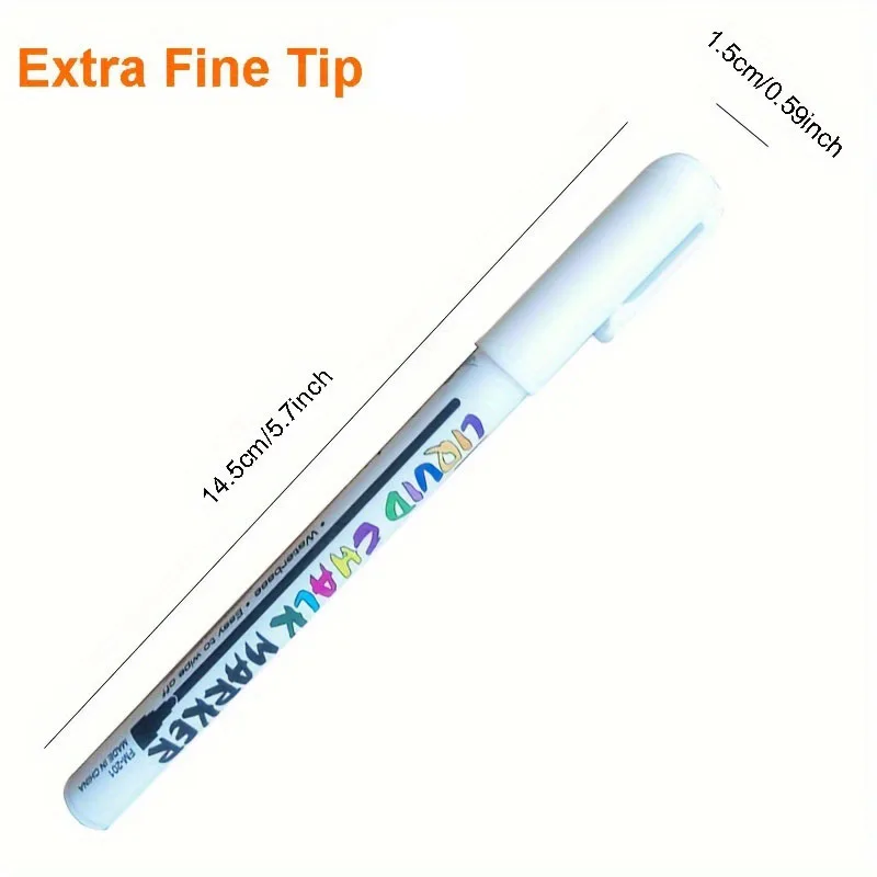 2 Pack Extra Fine Tip White Liquid Chalk Markers-Dry/wet Erase Marker Pen For Small Blackboard Calendars Chalkboards Window liquid chalk markers