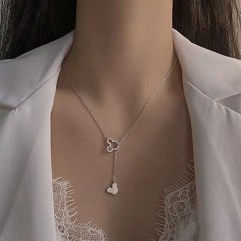Collares bonitos de Anime para mujer, colgante de lujo con cristales, oso y ratón, suéter, cadena de clavícula, joyería 2022, nuevo en regalo| | - AliExpress
