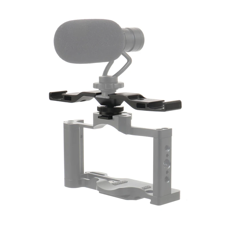 Double Cold Hot Shoe Adapter Mount Extension Holder Video Bracket for Canon for Nikon Tripod DSLR Cameras Flash Light Microphone