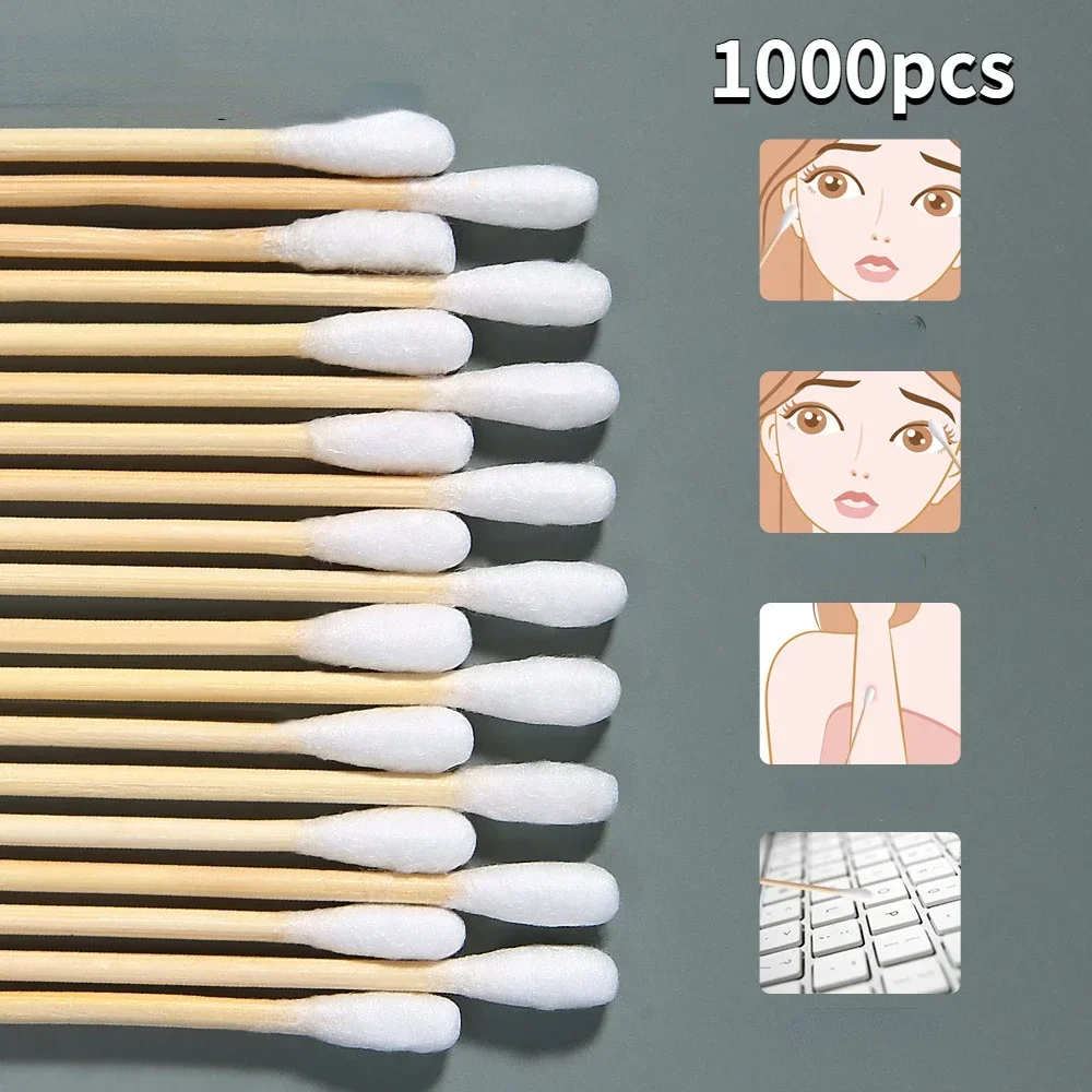 100Pcs/lot Cotton Swabs Double Head  Nose Ears Cleaning Women Make Up Cotton Buds Tip for Wood Sticks Health Care Tools Hot Sale