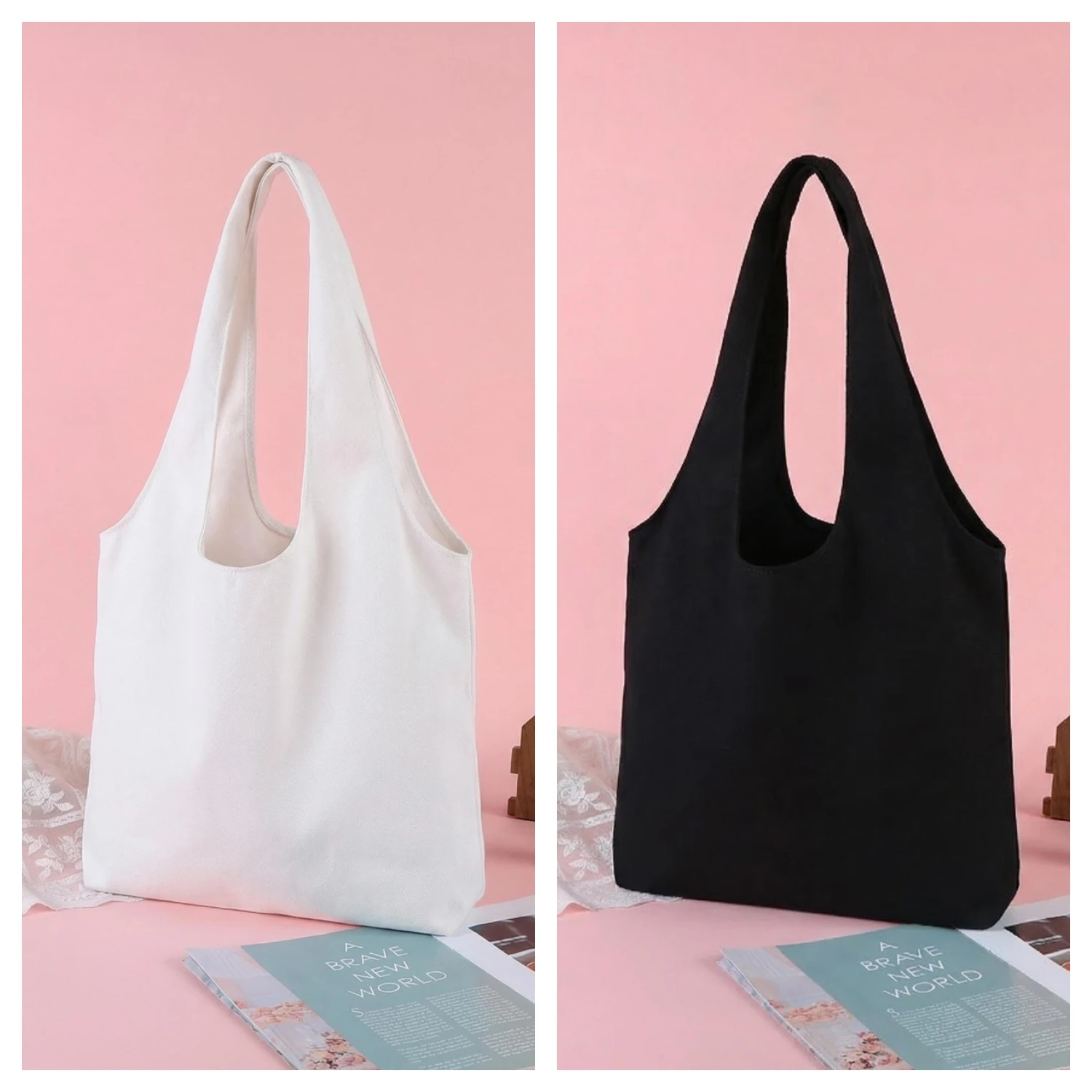 Sustainable Large-Capacity Canvas Tote and Crossbody Bag
