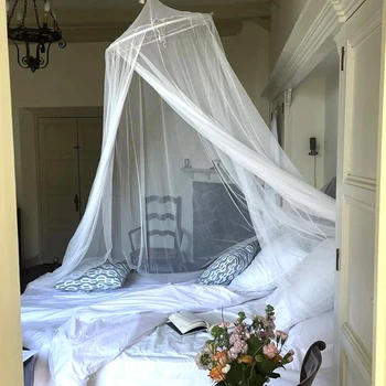 Moustiquaire à dôme suspendu d'été pour lit de fille, moustiquaire en tissu maille, pour maison, chambre à coucher, Camping en plein air 1