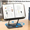 Book Stand for Reading Adjustable Book Holder with 360° Swivel Foldable Cookbook Stand Textbook Stand for Music Scores Recipe 1